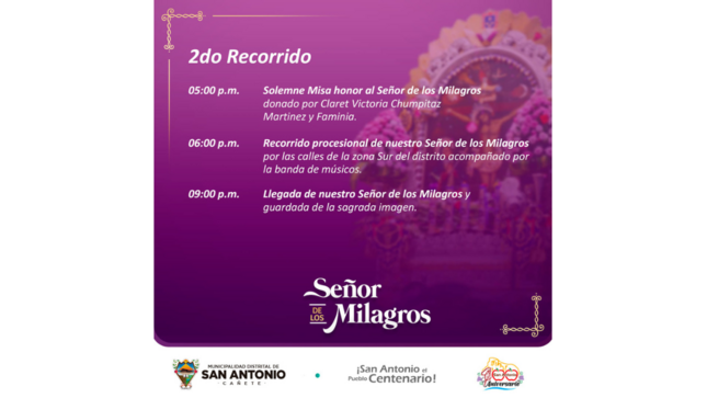 Compartimos con ustedes el recorrido de la procesión del Señor de los Milagros. 