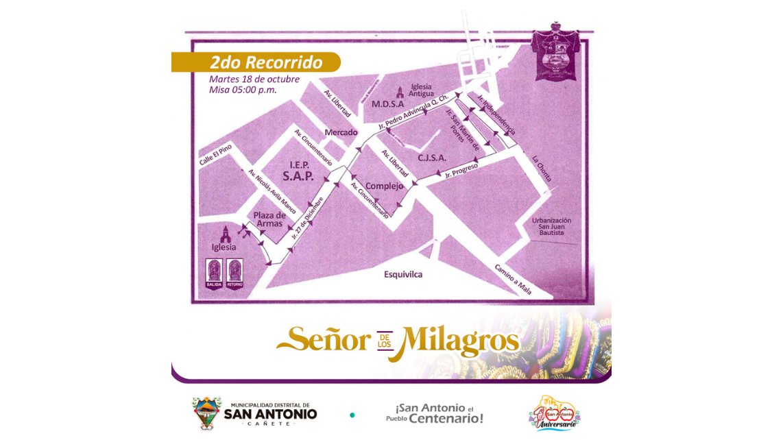 Compartimos con ustedes el recorrido de la procesión del Señor de los Milagros.