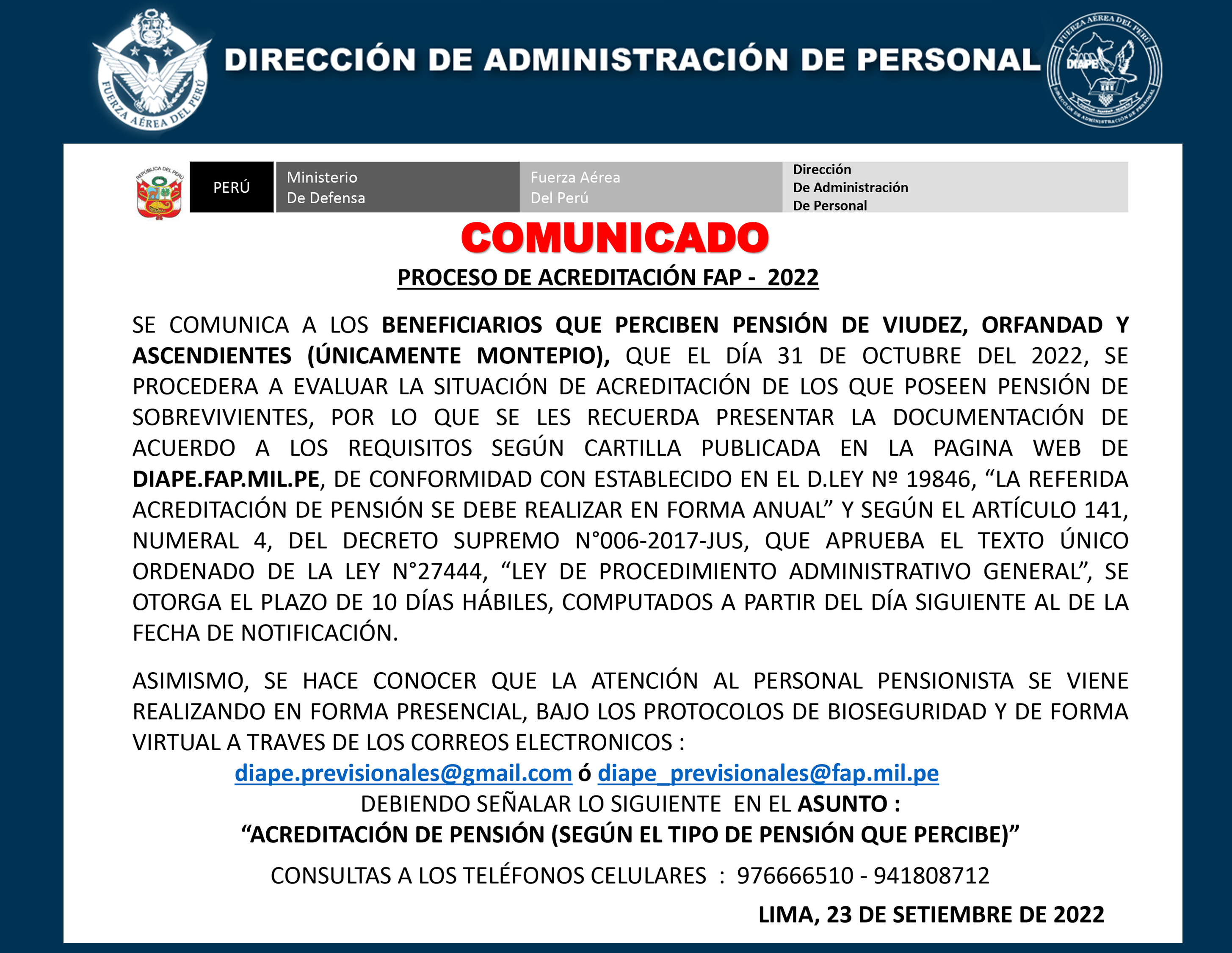 COMUNICADO ACREDITACION DE PENSION AÑO 2022