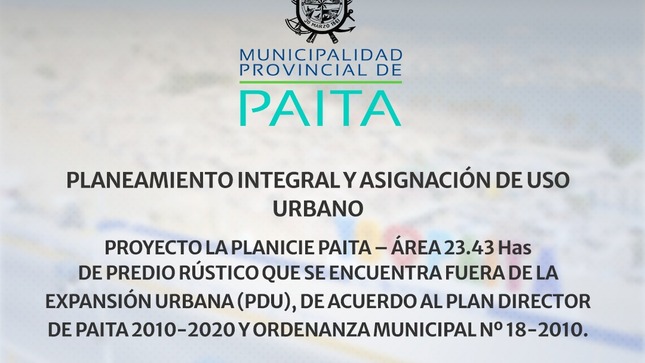 Imagen de Planeamiento Integral y Asignación de uso urbano LA PLANICIE PAITA