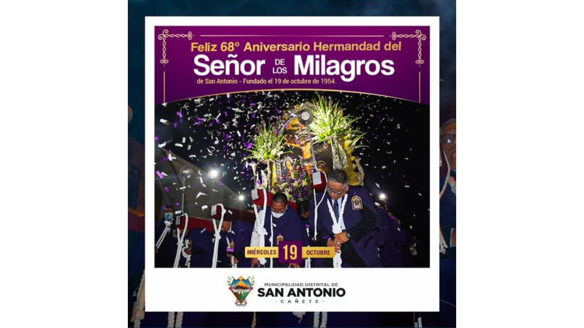 Feliz Aniversario Hermandad Del Señor De Los Milagros