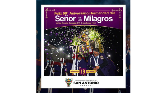 Feliz Aniversario Hermandad Del Señor De Los Milagros