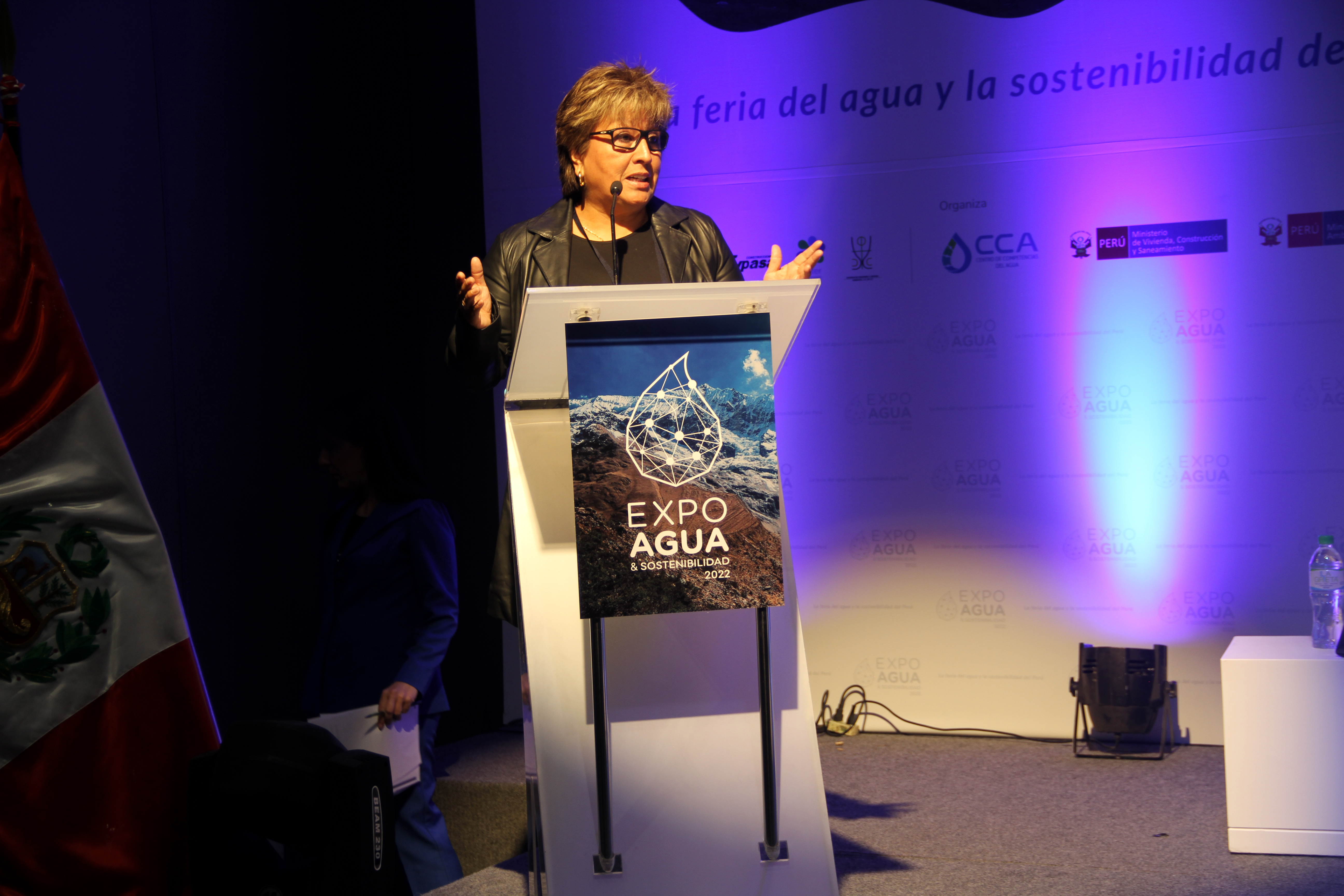 Exposición de la jefa del OSINFOR, Lucetty Ullilen, en la Expo Agua & Sostenibilidad 2022.