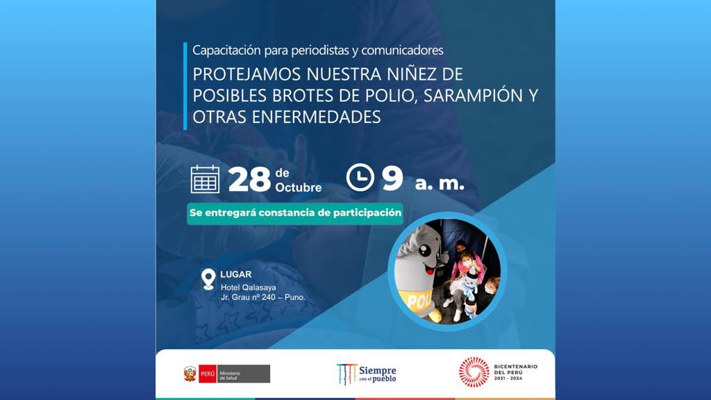 Puno periodistas serán capacitados en taller presencial sobre importancia del esquema regular de vacunación