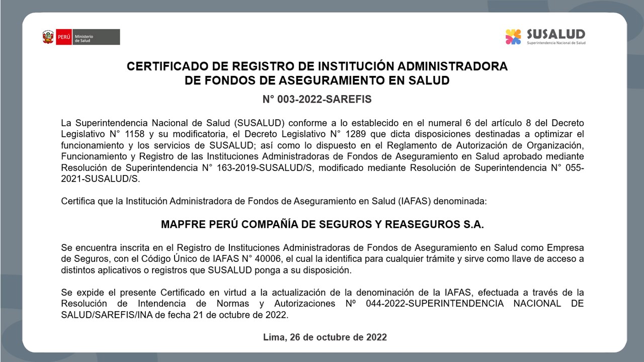 Certificado de Registro de IAFAS