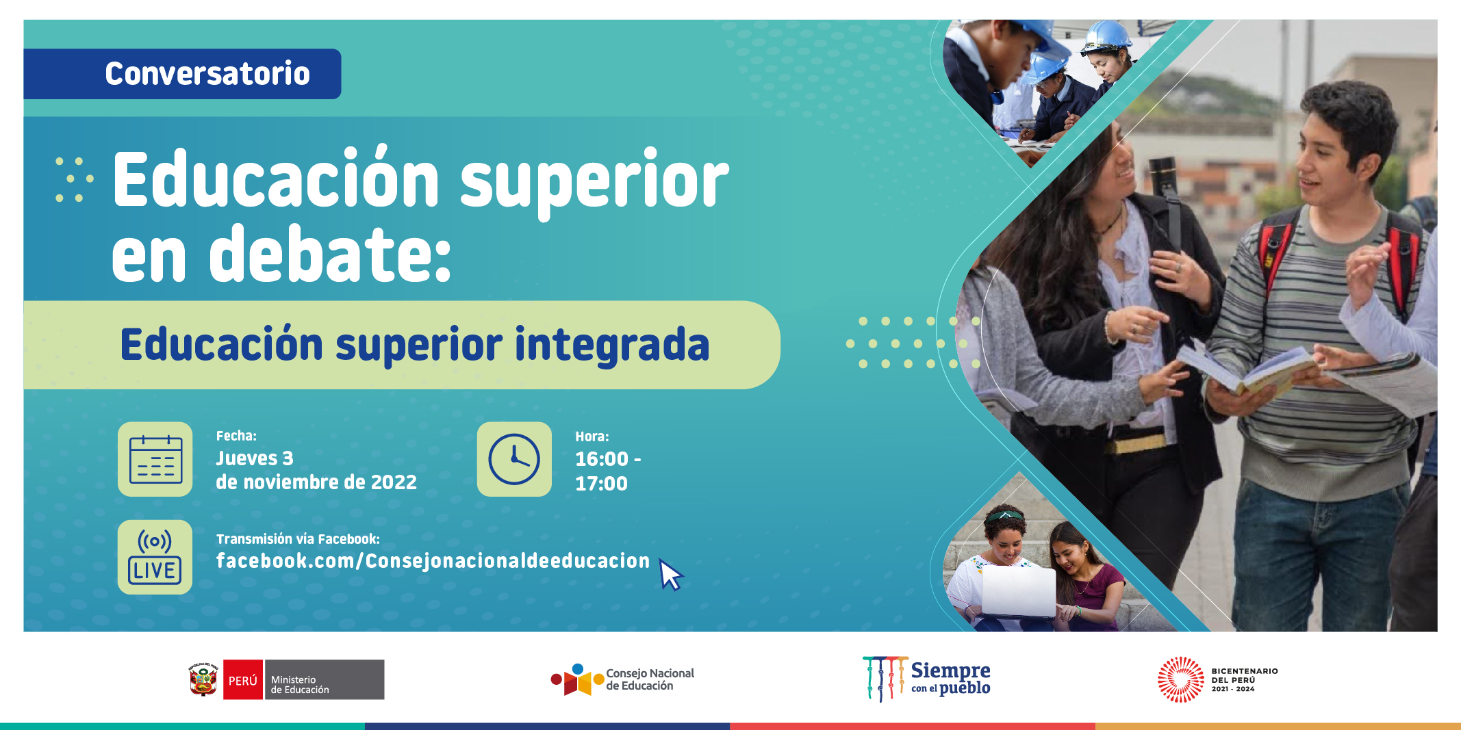 El próximo jueves 3 de noviembre se realizará el conversatorio “Educación superior en debate: Educación superior integrada”, organizado por el Consejo Nacional de Educación (CNE), con el fin de promover un espacio de diálogo y reflexión sobre los avances y retos en la conformación de un sistema integrado de educación superior.