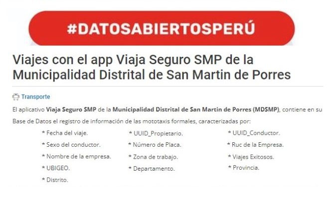 Municipalidad Distrital de San Martin de Porres - YA NOS ENCONTRAMOS EN LA PLATAFORMA DE DATOS ABIERTOS