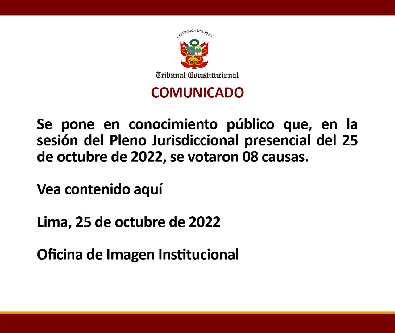 Comunicado 25 de octubre de 2022