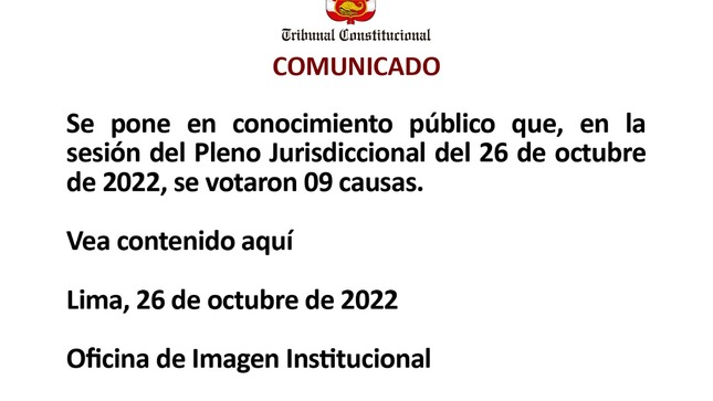 Comunicado del 26 de octubre de 2022