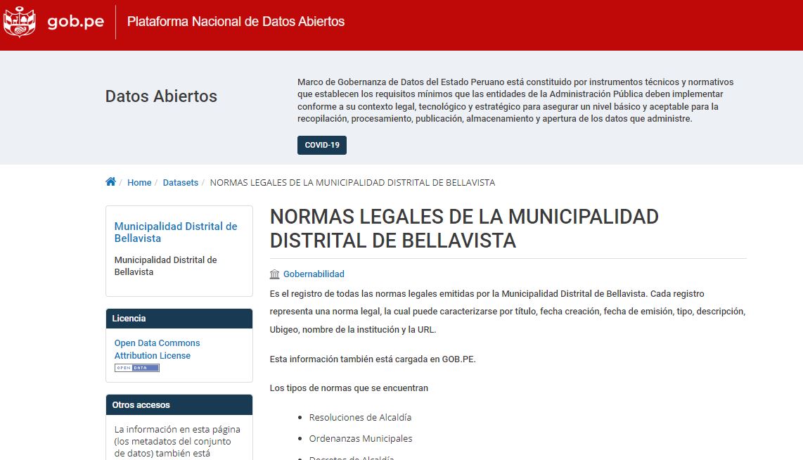 La Municipalidad Distrital de Bellavista, se une a #DatosAbiertosPerú