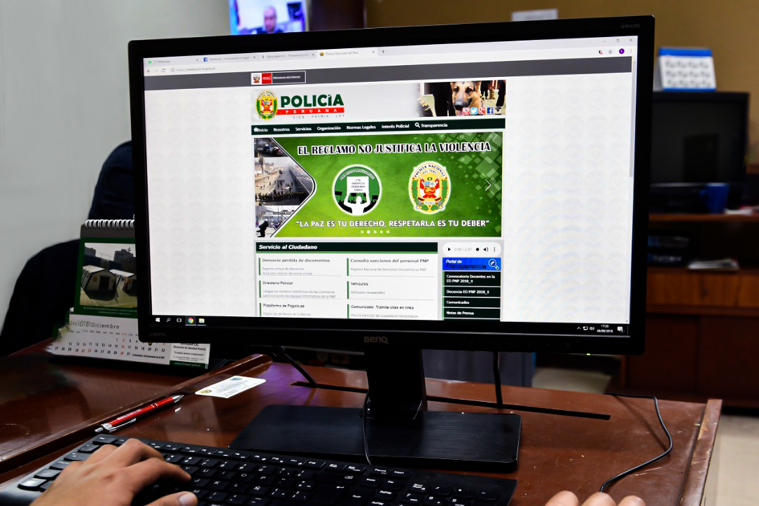 Foto de la plataforma web del Sistema Digital de Denuncias de la Policía Nacional
