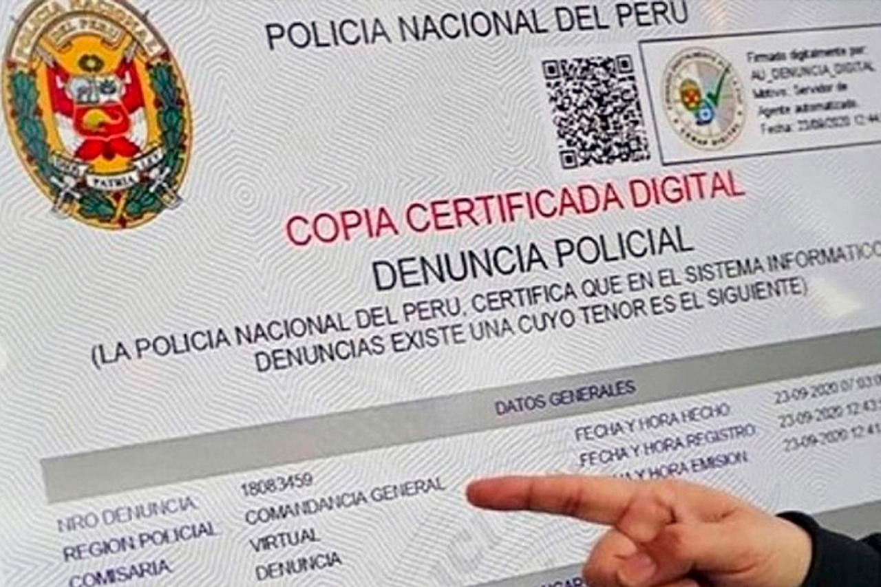 Foto de la plataforma web del Sistema Digital de Denuncias de la Policía Nacional