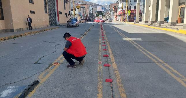 Auditor supervisa ciclovía en Av. Mariscal Toribio de Luzuriaga en Huaraz