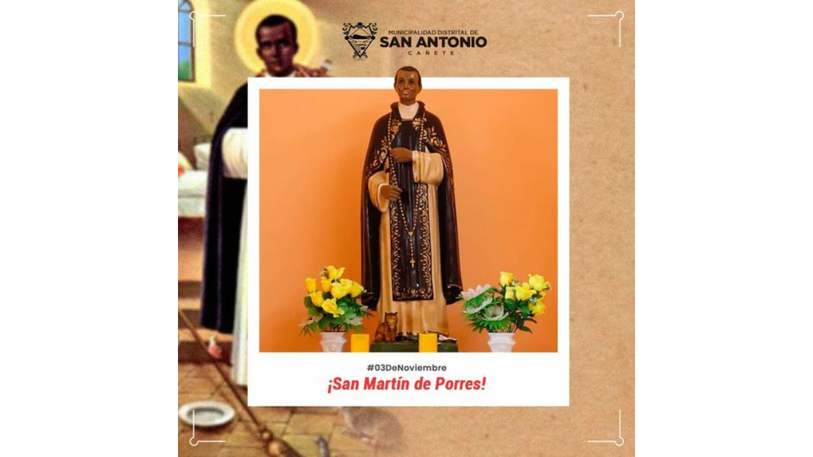 La celebración en honor a San Martín de Porres es el 3 de noviembre de cada año, conmemorando su muerte en 1639, casi a la edad de 60 años.