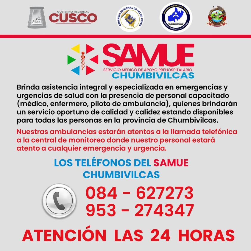 SERVICIO MÉDICO DE APOYO PREHOSPITALARIO EN LA PROVINCIA DE CHUMBIVILCAS