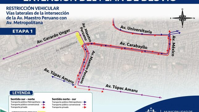 Mapa de desvíos en zona de obras.