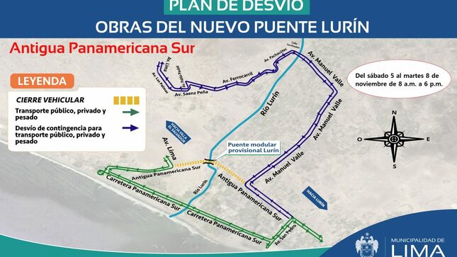 Mapa del plan de desvío por nuevo puente Lurín.