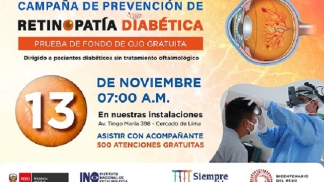 La campaña se llevará a cabo el domingo 13 de noviembre, desde las 7:00 a. m. hasta las 10:00 a.m., en el patio principal del INO, ubicado en la Av. Tingo María 398, Cercado de Lima