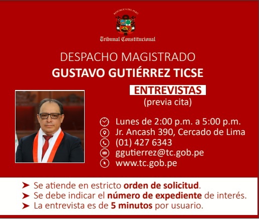 Magistrado Gustavo Gutiérrez Ticse, despacho