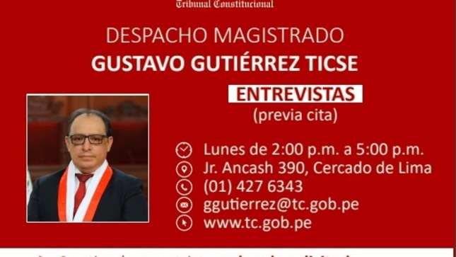 Magistrado Gustavo Gutiérrez Ticse, despacho