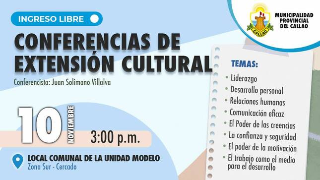 Ofrecemos charlas motivacionales gratuitas para chalacos 