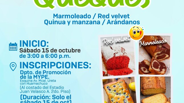 Aprende y diviértete con los talleres productivos de la MYPE de Hunter
INSCRIPCIONES 📍 Dpto. de Promoción de la MYPE. (Esquina Av. Mcal. Ureta con Huamachuco a un costado del Estadio JVA. 2do. Piso)
📲Mayor Información llamar al Celular: 959675829