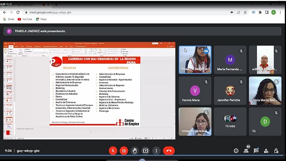 Charla virtual de orientación vocacional e información ocupacional para la I.E. La Inmaculada de Talara