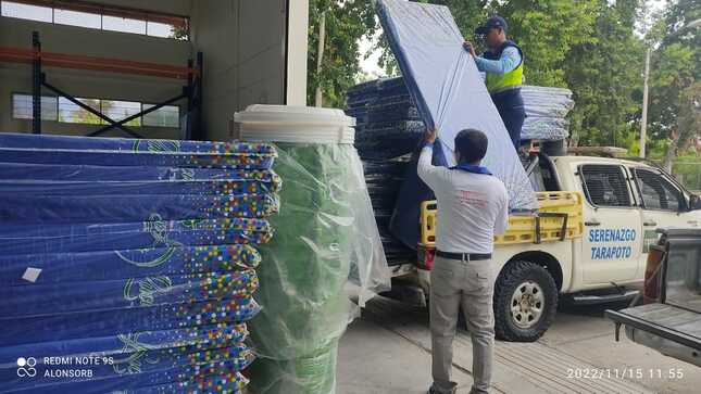Bienes de ayuda humanitaria entregados a damnificados y afectados de Tarapoto y La Banda de Shilcayo