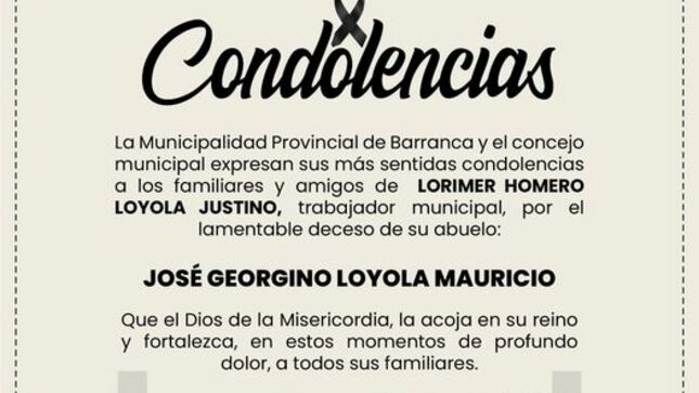 Concejo municipal brinda condolencias a trabajador de la entidad