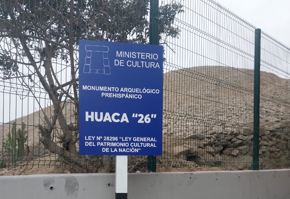 Imagen del letrero de Huaca 26 ubicada en San Miguel