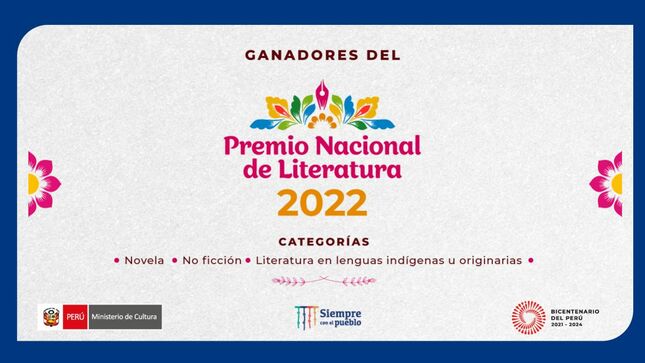 Ministerio de Cultura anuncia a los ganadores del Premio Nacional de Literatura 2022