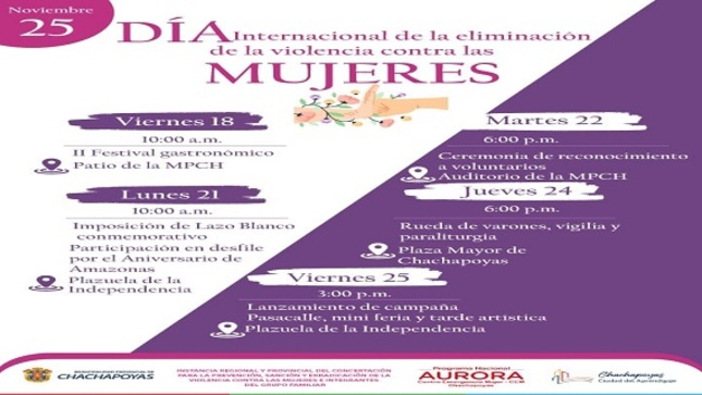 Diferentes actividades se desarrollan por el Día Internacional de la No Violencia hacia las Mujeres