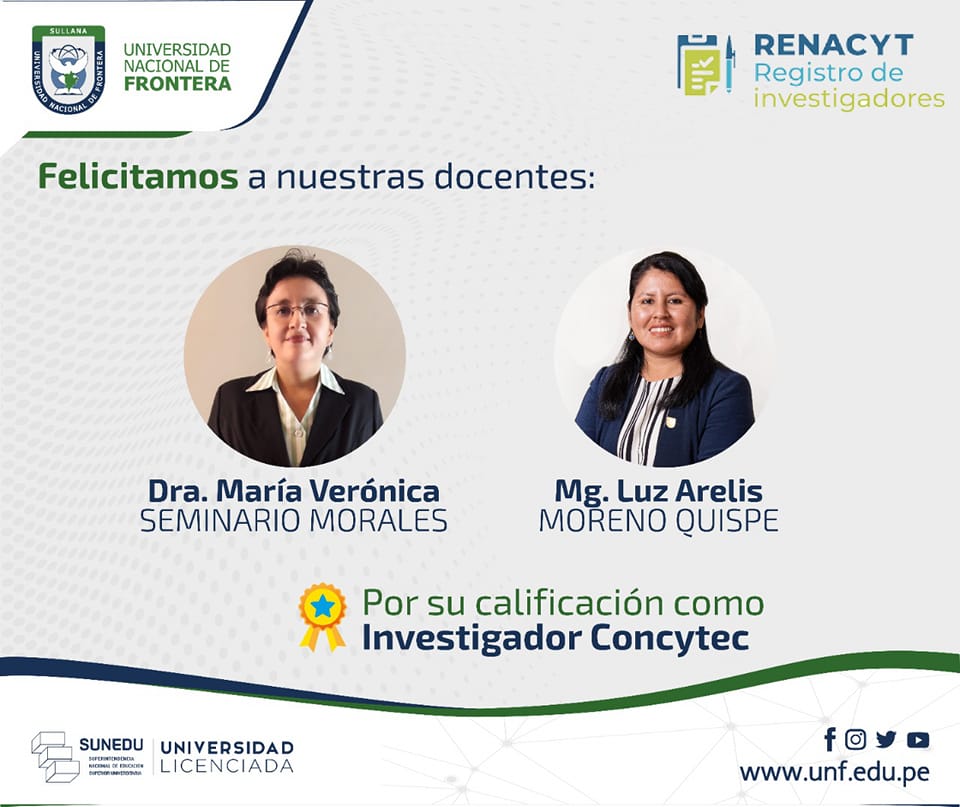 CONCYTEC reconoce a docentes unefinas como investigadoras en Ciencia y Tecnología