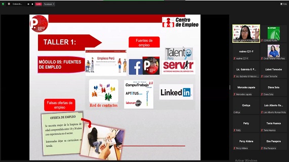 Centro de Empleo brindo el servicio ABE de manera virtual a los profesionales del CORLAP Piura.