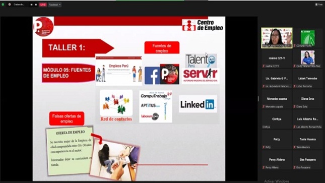 Centro de Empleo brindo el servicio ABE de manera virtual a los profesionales del CORLAP Piura.