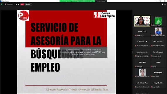 Centro de Empleo brindo el servicio ABE de manera virtual a los profesionales del CORLAP Piura.