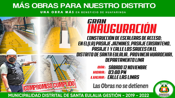 InauguraciΓ³n de las 4 escaleras de la Segunda Zona Emmanuel de Huayaringa.
