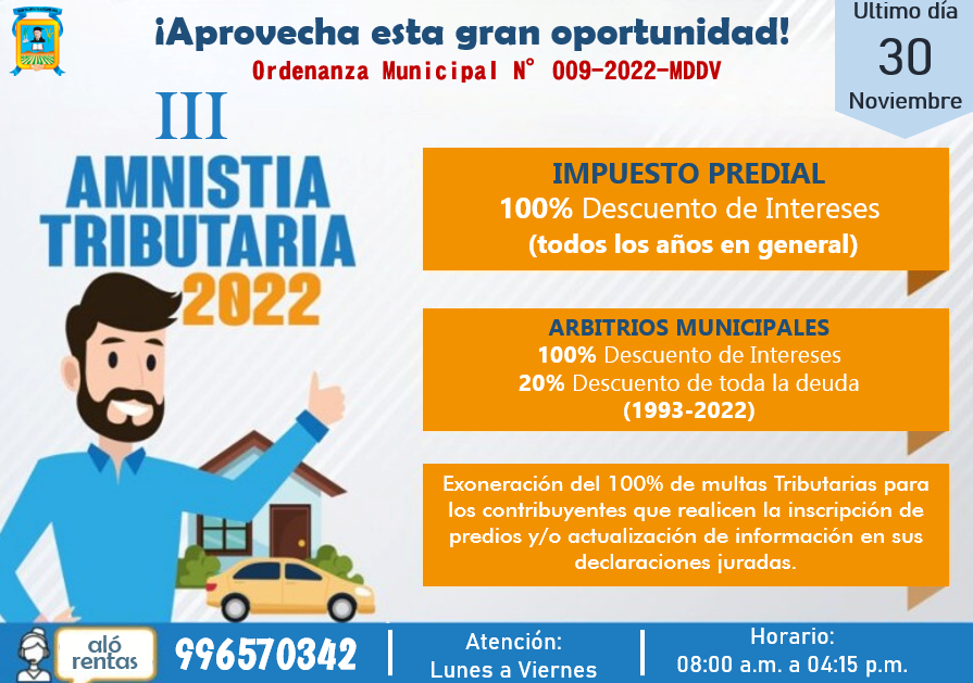 Ordenanza Municipal N°009-2022-MDDV
