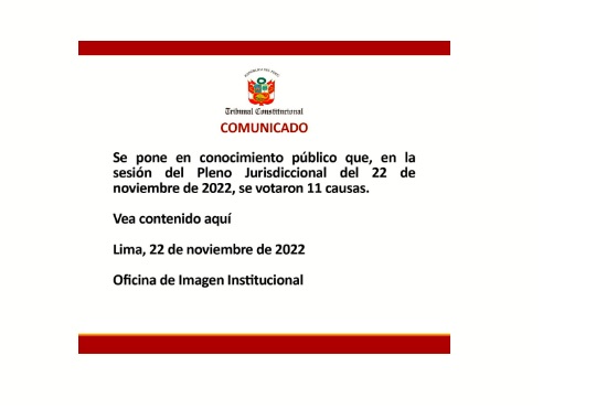 Comunicado 22 de noviembre de 2022.