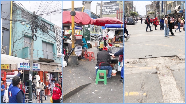Fotos de calles en mal estado en el centro comercial Gamarra 