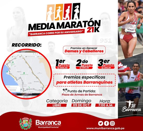 Medio Maratón "BARRANCA CORRE POR SU ANIVERSARIO 21K"