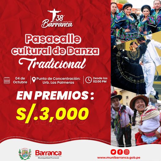 Municipalidad Provincial de Barranca invita a participar pasacalle cultural de danza tradicional