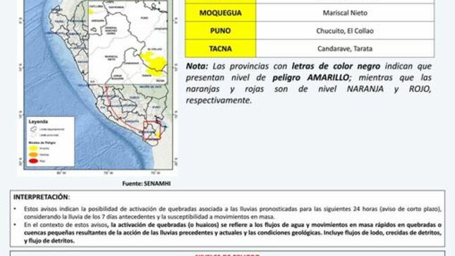 El Instituto Nacional de Defensa Civil (INDECI) y el Servicio Nacional de Metereologia e Hidrologia (SENAMHI)