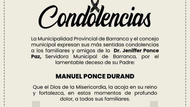 Entidad municipal expresa condolencias a servidora municipal