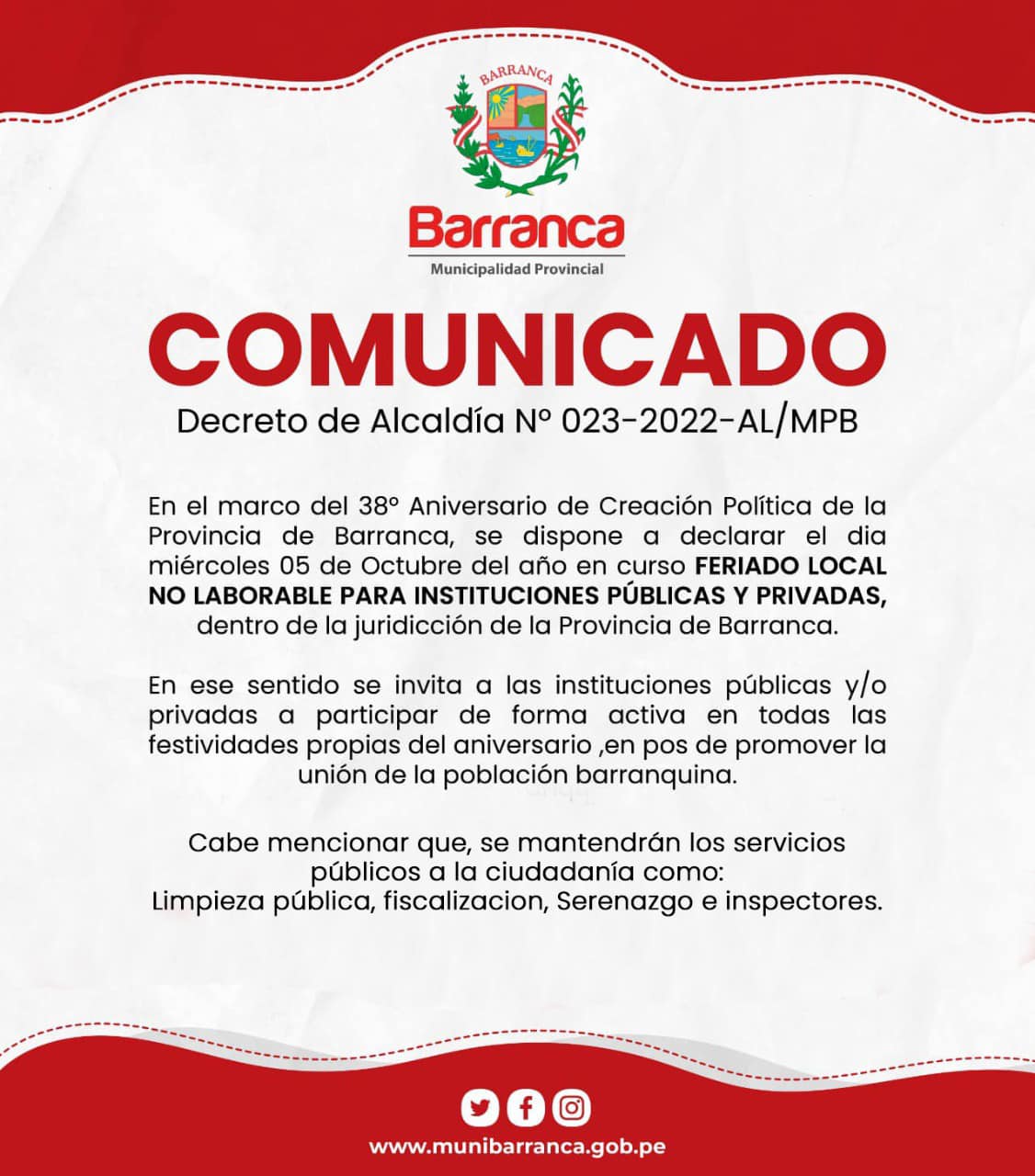Comunicado a la ciudadanía