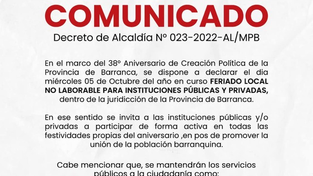 Comunicado a la ciudadanía