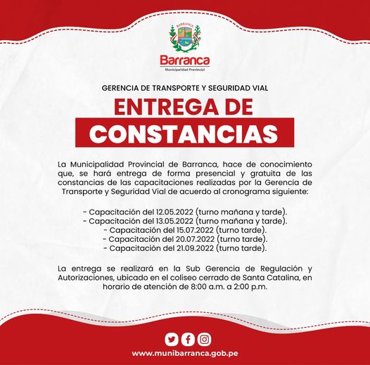 Gerencia de Transporte hará entrega de constancias de capacitación
