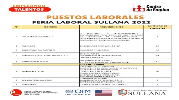 Feria laboral “Empleando Talentos” en Sullana