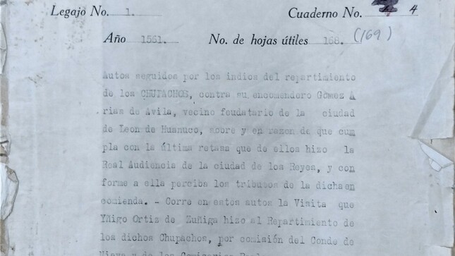 Ministerio de Cultura declara Patrimonio Cultural a documento del siglo XVI que permite conocer aspectos del Virreynato del Perú