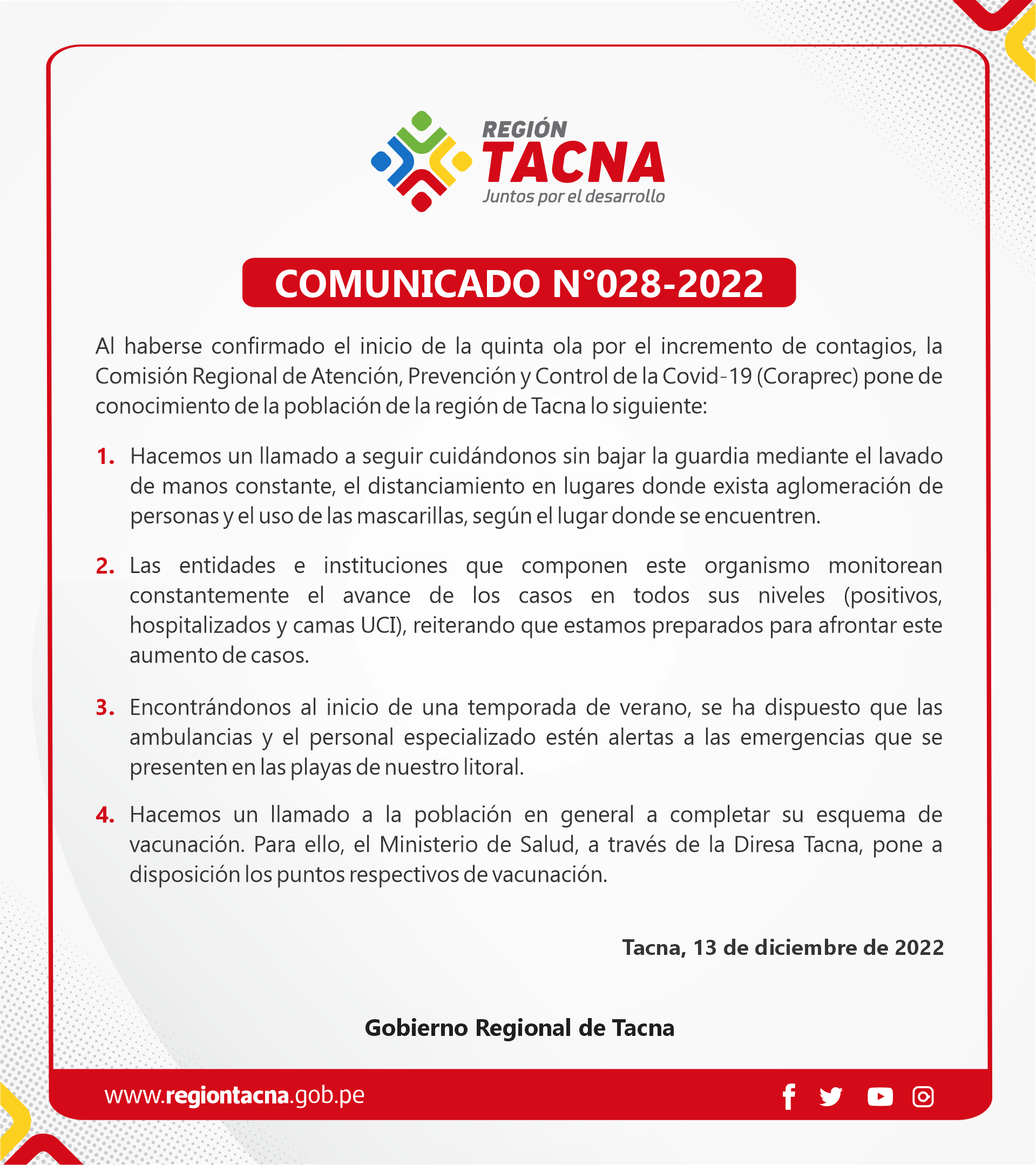 Quinta ola en Tacna